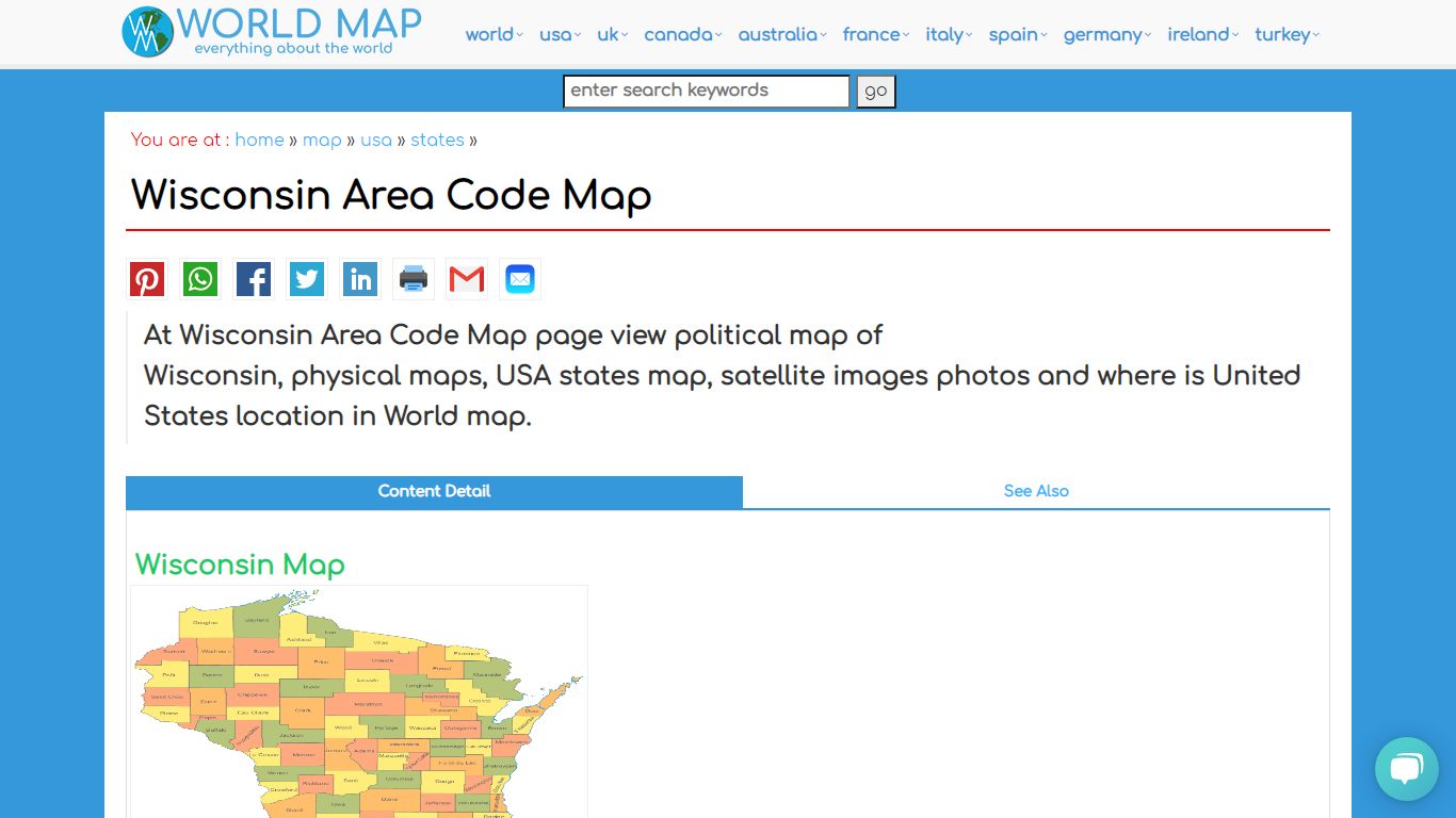 Wisconsin Area Code Map